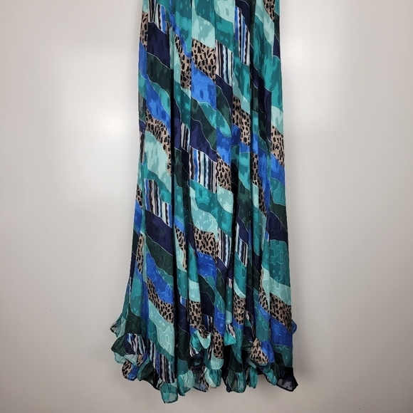 Hutch Anthropologie Ondine Multicolor Patchwork Leopard Ruffle Maxi Dress Size 0 - Picture 7 of 16